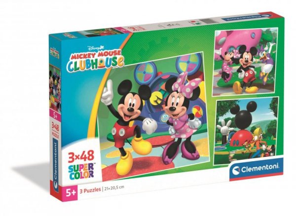 Puzzle 3 x 48 elementów. Super kolor. Mickey Mouse Clubhouse