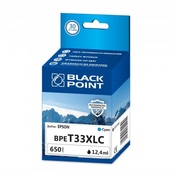 Black Point tusz BPET33XLC zastępuje Epson C13T33624012, cyan