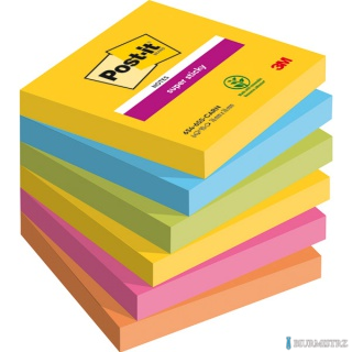 Bloczek samoprzylepny POST-IT Super Sticky,, 76x76mm, 6x90 kart., CARNIVAL