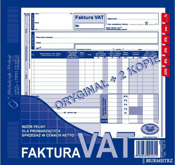 102-XE/N  Fak.VAT 2/3 A4(peł or +2kop)MICHALCZYK I PROKOP