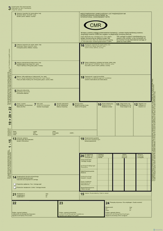 Numerowany międzynarodowy list przewozowy CMR, (1+4) A4 80 kartek, 10-800-2N DOTTS