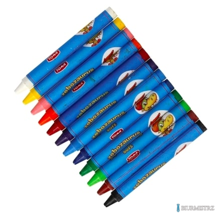 Kredki szkolne świecowe ZĘBOZAURUS 10cm SOFT- 12 kolorowe, trójkątne mix TO-559 Toma