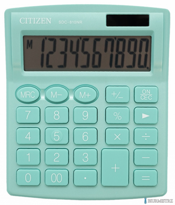 Kalkulator biurowy CITIZEN SDC-810NRGRE, 10-cyfrowy, 127x105mm, zielony