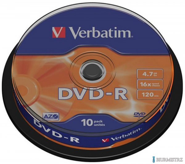 Płyta DVD-R VERBATIM CAKE(10) 4.7GB x16 Matt Silver 43523