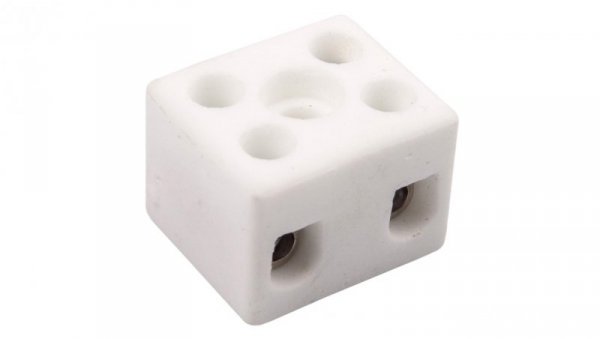 Złączka gwintowa porcelanowa 4mm² 2-tory biała z 1 otworem do przykręcania CPO-5A-2P 80712516