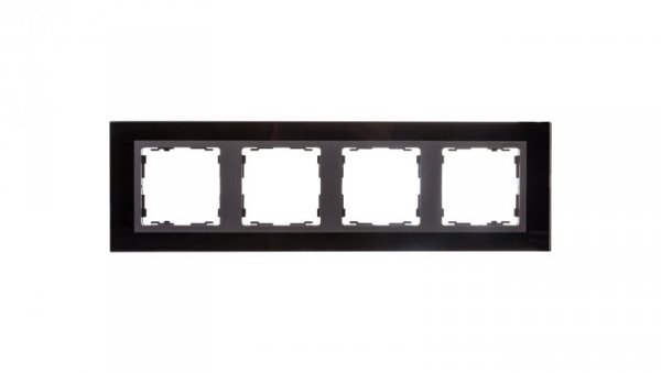 Simon 82 Ramka poczwórna pozioma szklana czarna/ ramka pośrednia grafit 82847-32