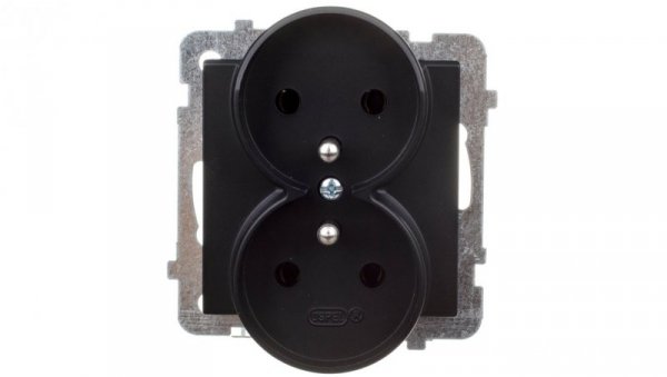 SONATA Gniazdo podwójne z/u czarny metalik GP-2RRZ/m/33