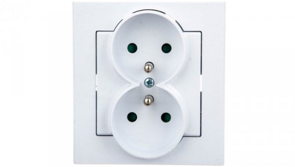 SONATA Gniazdo podwójne z/u z przesłonami białe GP-2RZP/00