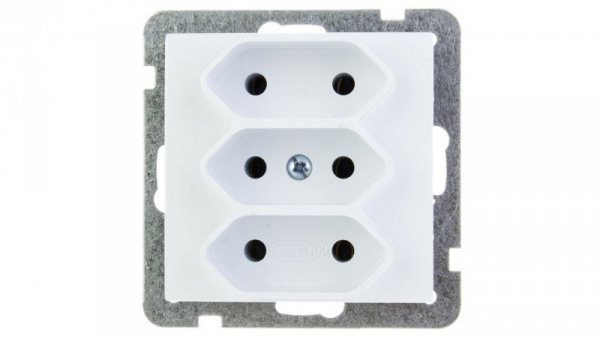 AS Gniazdo potrójne b/u 2.5A EURO białe GP-3G/m/00