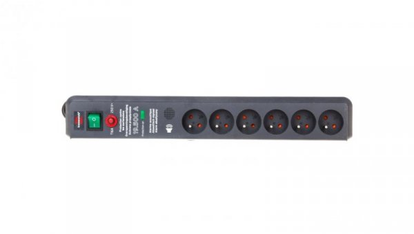 Listwa zasilająca przeciwprzepięciowa Secure-Tec 15kA 3m 6 gniazd antracytowy H05VV-F 3G1,5 1159541376