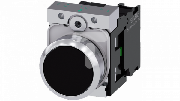 Przycisk metalowy 22mm błyszczący czarny 1Z z samopowrotem IP69k Sirius ACT 3SU1150-0AB10-1BA0