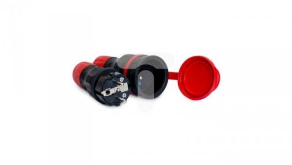 Zestaw EXTREM wtyczka + gniazdo 16A 2P+Z 250V IP54 czarny/czerwony ZWG-54