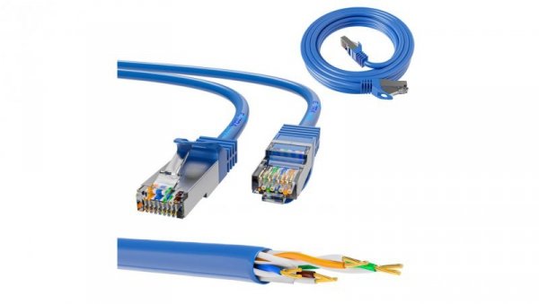 Patchcord LAN Miedź Kabel sieciowy skrętka 10Gbit/s Extralink Kat.6A S/FTP 0.5m