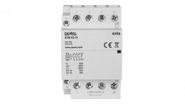 Stycznik modułowy instalacyjny 63A 3Z+1R 230V AC typ: STM-63-31 EXT10000301