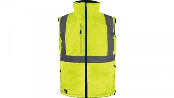 Kamizelka ocieplana, ostrzegawcza, dwustronna z poliestru Oxford, kl.2, kolor Żółty Fluo-Granatowy, rozmiar: L, FIDJ3HVJAGT