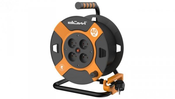 Przedłużacz bębnowy 4-gniazdowy H05VV-F 3G1.5, 40m pomarańczowo-czarny / 24623