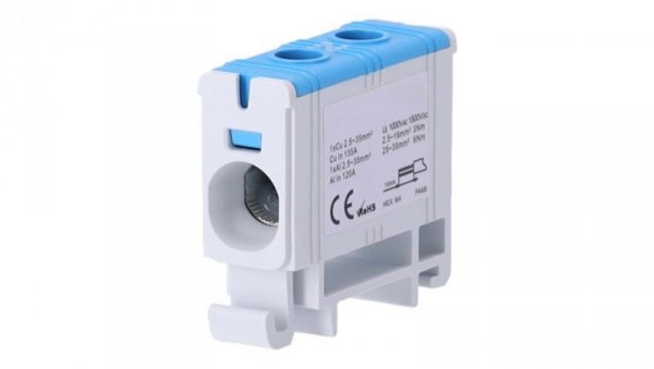 złączka szynowa zgx 1x35 mm2 niebieska GEP-00043