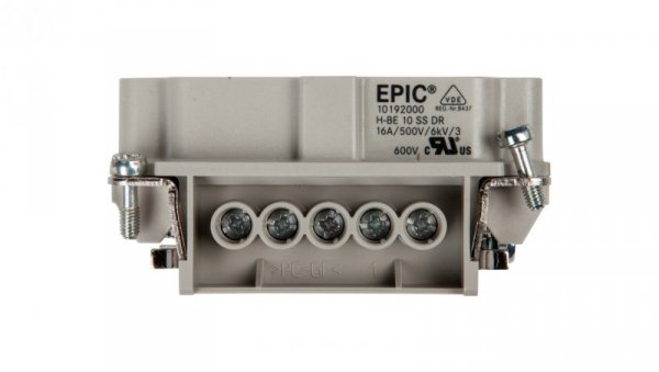 Wkład złącza 10P+PE męski 16A 500V EPIC H-BE 10 SS 10192000