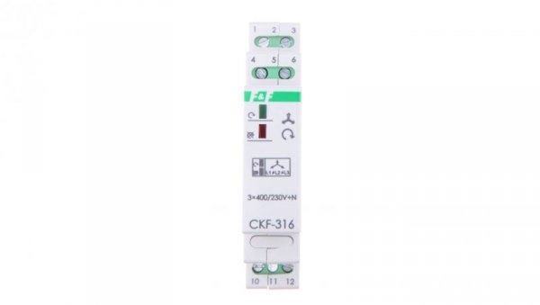 Przekaźnik kolejności, zaniku i asymetrii faz 3x400/230V+N 10A 1P 4sek 55V CKF-316