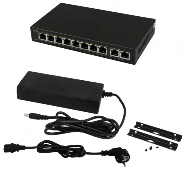 SWITCH POE PULSAR SG108 10-PORTÓW (8xPoE + 2xUPLINK)