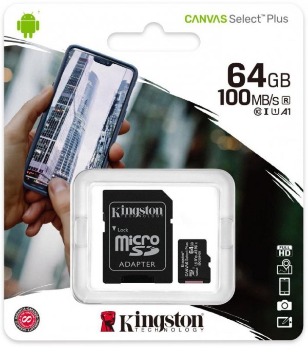 Karta pamięci microSD  Kingston Canvas Select Plus microSDHC C10 UHS-I 64GB