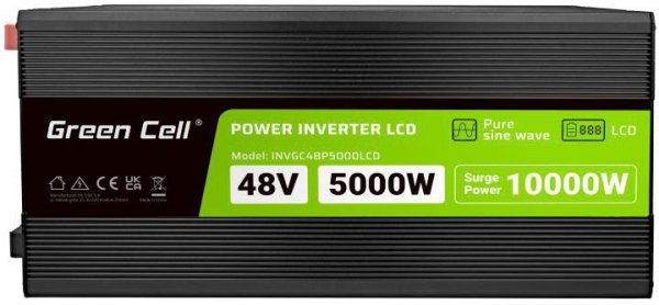 PRZETWORNICA NAPIĘCIA Green Cell PowerInverter LCD 48V / 230V 5000/10000W CZYSTA SINUSOIDA