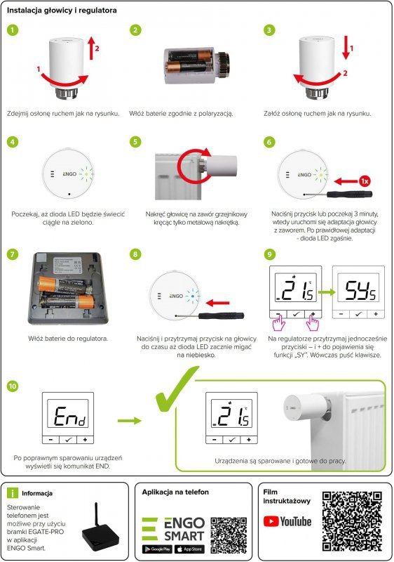 ENGO Controls Inteligentny zestaw ogrzewania Czarny (E25-BATB + ETRV-M30 + EPlug WiFi)