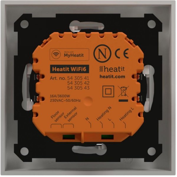 Termostat Heatit WiFi6 White RAL 9003 Wi-Fi Thermostat 3600W 16A