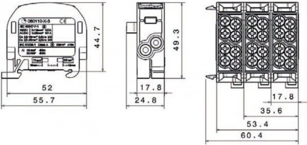 Blok rozdzielczy odgałęźny SCB 25 Al/Cu 80110 SIMBLOCK, zielony 81501005