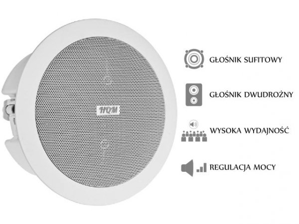 GŁOŚNIK SUFITOWY PA HQM-SOZ1024 10W 100V BIAŁY