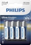 Philips Baterie Ultra Alkaline AA 4szt. blister