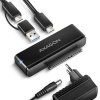 AXAGON ADSA-FPX Adapter USB-C 10Gbps SATA 6G 2.5/3.5 SSD/HDD FASTPORT X, w tym zasilacz, 60cm USB-C/USB-A kabel