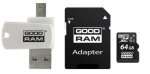 GOODRAM Karta microSDHC 64GB CL10 + adapter + czytnik