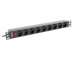 Lanberg Listwa zasilająca rack PDU 19 cali  1U 16A 9X 230V PL 3m czarny