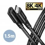 AXAGON BUCM32-CF15AB Kabel przedłużacz Gen2 USB-C - USB-C 1.5m, 5A, 20Gbps, PD 240W, oplot, czarny
