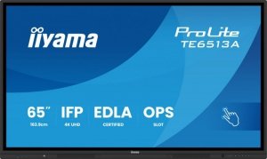 IIYAMA Monitor interaktywny 65 cali TE6513A-B2AG INFRARED,40pkt,IPS,4K,7H,500cd/m2,      WiFi,USB, ANDROID 14, Google EDLA,2x20W