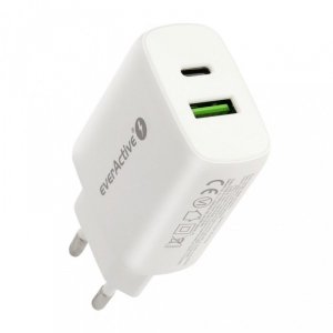 everActive Ładowarka USB/USB-C QC3.0 25W Biała