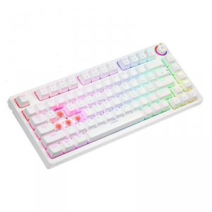 Savio Klawiatura mechaniczna bezprzewodowa PHENIX WHITE Gateron Red Pro, ABS