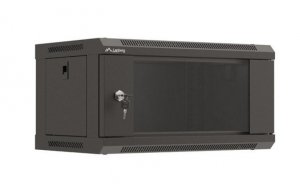 Lanberg Szafa instalacyjna rack wisząca 19 4U 540x350 czarna drzwi   przeszklone ( flat pack)