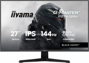 IIYAMA Monitor 27 cali G2741QSU-B1 IPS,QHD,144Hz,1ms,2xUSB                  Adaptive G-SYNC,HDMI,DP,350cd,