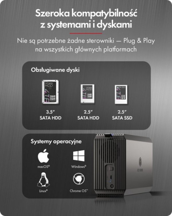IcyBox Obudowa IB-RD3720-CU3 RAID 2x2,5/3,5 SATA HDD