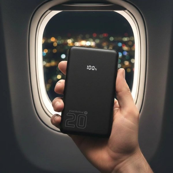 everActive Powerbank 20 000 MAH 2X USB-C 1X USB 20W QC4.0 wyświetlacz LCD