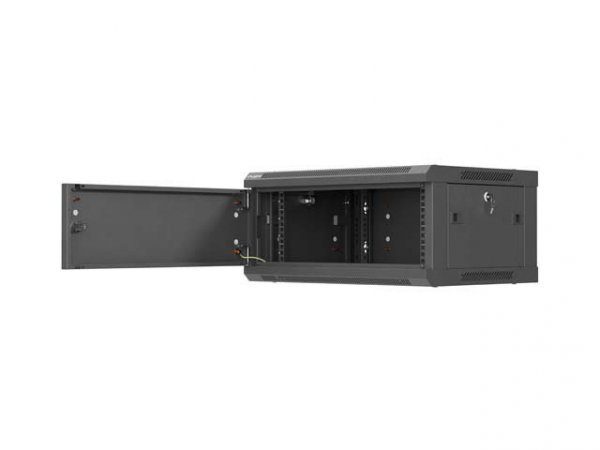 Lanberg Szafa instalacyjna rack wisząca 19 cali 4U 600x450 czarna drzwi metalowe (flat pack)