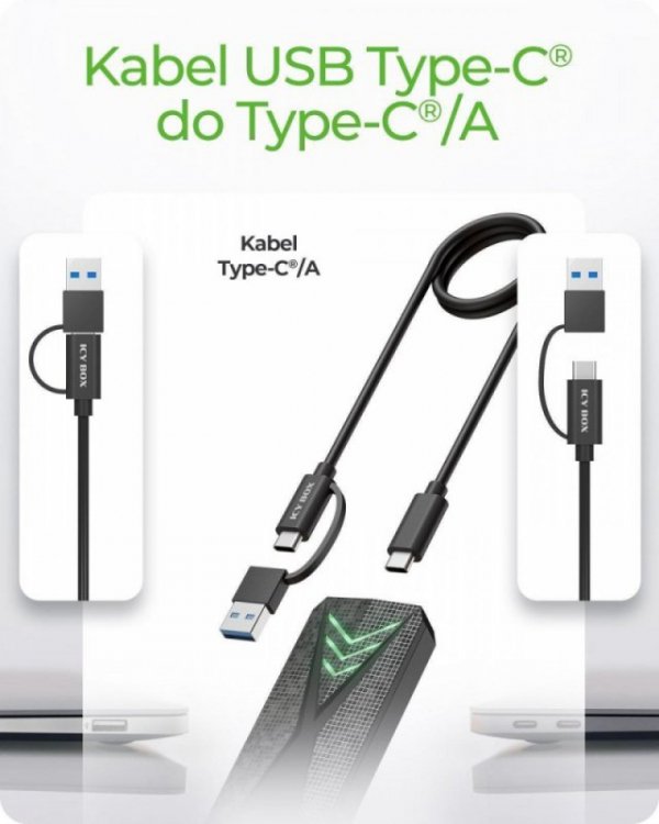 IcyBox Obudowa dysku IB-1805ML-CU31 NVMe M.2 SSD, RGB oświetlenie