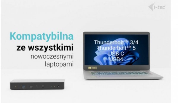 i-tec Stacja dokująca Thunderbolt 4 Intelligent Dual Display Power Delivery 90W 2x DP Video TB AUDIO LAN  USB-A 10Gbps USB-C 10 