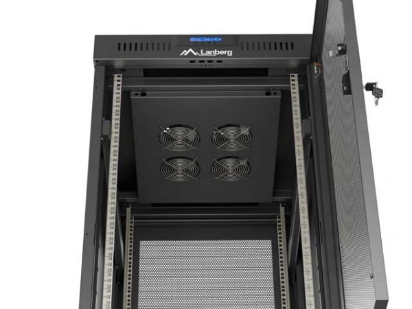 Lanberg Szafa instalacyjna rack stojąca 19" 24U 600x800 czarna drzwi perforowane LCD ( Flat pack) V2