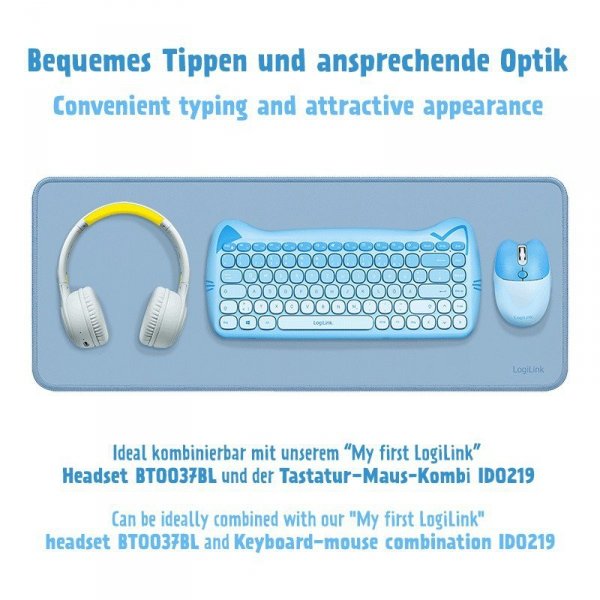 LogiLink Podkładka na klawiaturę i mysz, XXL, niebieska