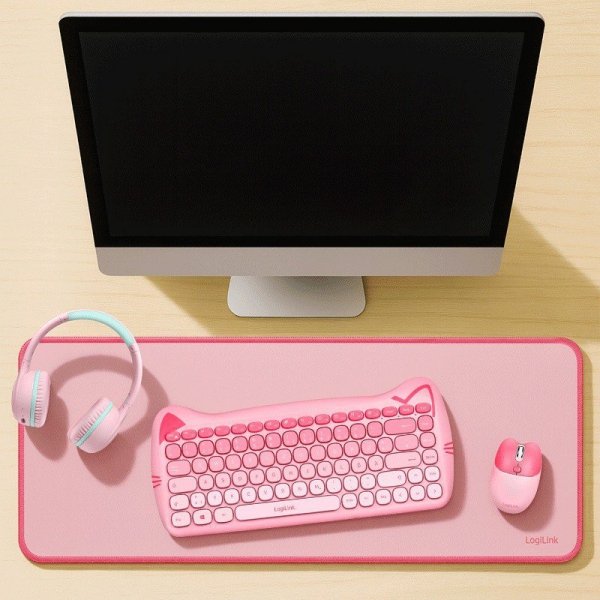 LogiLink Podkładka na klawiaturę i mysz, XXL, różowa