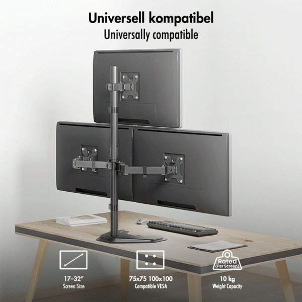 LogiLink Uchwyt na 3 monitory, 17-32 cale, max 10kg na ramie