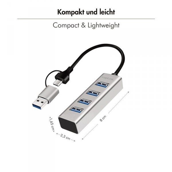 LogiLink Hub USB3.0 4-porty USB- A 5Gbit/s